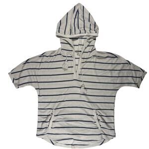 Cable & Gauge Women’s XS Striped Terry Cloth Hooded Top Swim Cover Pullover